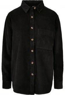 Ladies Corduroy Oversized Shirt black