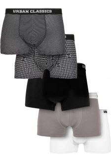 Organic Boxer Shorts 5-Pack m.stripeaop+m.aop+blk+asp+wht