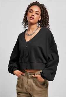 Ladies Organic Oversized Short Terry Cardigan black