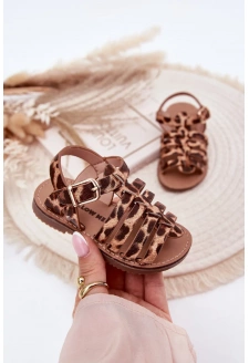 Sandałki Dziecięce Dziewczęce Z Eko Skóry Panterka Mariana