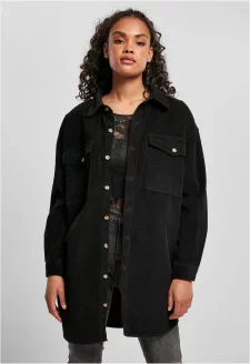Ladies Long Corduroy Overshirt black