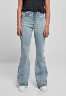 Ladies High Waist Flared Denim Pants tinted light blue washed