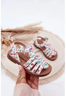Sandałki Dziecięce Dziewczęce Z Eko Skóry Owoce Multikolor Mariana