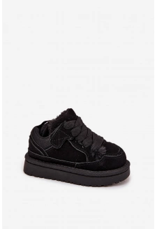 Dziecięce Sneakersy Ocieplane Futerkiem Czarne Mireen