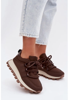 Buty Sportowe Sneakersy Na Platformie Czekoladowe Riadella