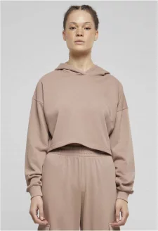 Ladies Oversized Cropped Light Terry Hoodie duskrose