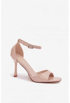 Lakierowane Sandały Na Szpilce Beżowe Revella
