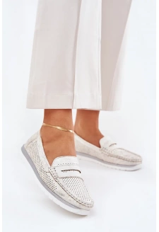 Mokasyny Damskie Z Eko Skóry Złote Bralithia