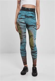Ladies Cotton Tie Dye High Waist Leggings black