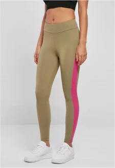 Ladies Color Block Leggings khaki/brightviolet