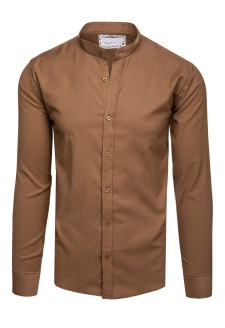 Koszula męska casualowa ze stójką brązowa Dstreet DX2592