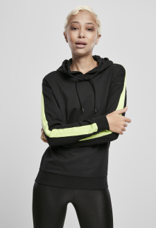 Ladies Neon Shoulder Stripe Hoody black/electriclime