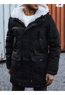 Kurtka zimowa męska parka  z kapturem czarna Dstreet TX4933