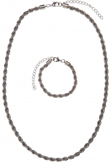 Charon Intertwine Necklace And Bracelet Set silver