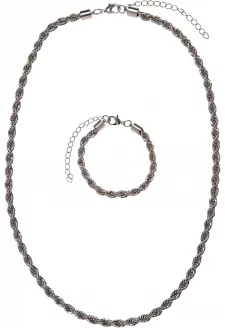 Charon Intertwine Necklace And Bracelet Set silver