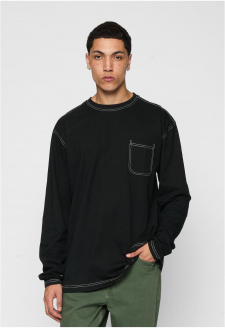 Heavy Oversized Contrast Stitch Longsleeve black/white