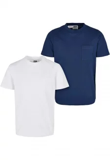Boys Organic Cotton Basic Pocket Tee 2-Pack white/darkblue