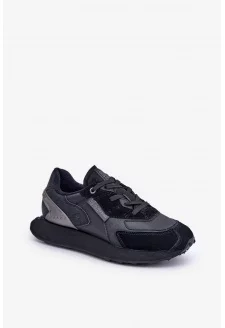 Skórzane Sneakersy Męskie Big Star OO174297 Hi-Poly System Czarne