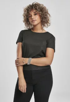 Ladies Stretch Pattern Cropped Tee black snake