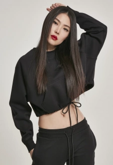 Ladies Oversized Short Raglan Crew black