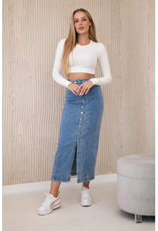 Long skirt with buttons light denim