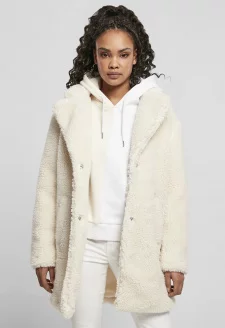 Ladies Oversized Sherpa Coat whitesand