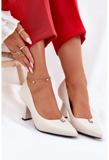 Eleganckie Czółenka Na Rozszerzanej Szpilce Vinceza 62222 Beżowe