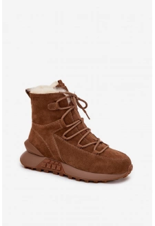 Zamszowe Śniegowce Damskie Z Futerkiem Big Star SS274318 Brązowe