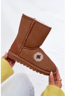 Zdobione Wysokie Śniegowce Damskie Camel Galivra