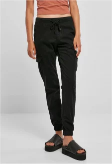 Ladies High Waist Cargo Jogging Pants black