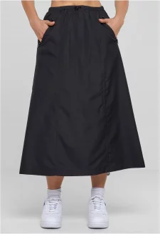 Ladies Ripstop Parachute Midi Skirt black