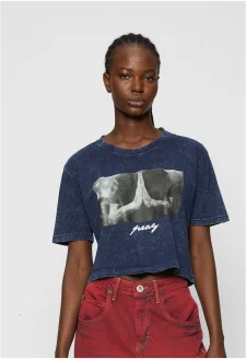 Ladies Pray Tee indigo white