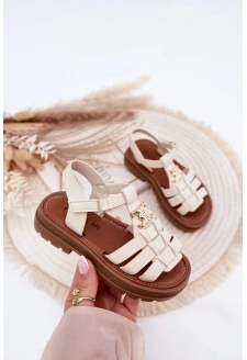 Dziewczęce Sandałki Z Ozdobnym Detalem Beżowe Serina