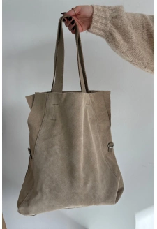 Zamszowa Torebka Shopper Jasnobeżowa Miraya