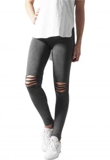 Ladies Cutted Knee Leggings acid black