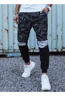 Spodnie męskie dresowe camo czarne Dstreet UX4429