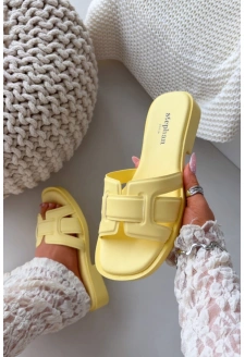 Klapki Damskie Na Płaskim Obcasie Żółte Lorania