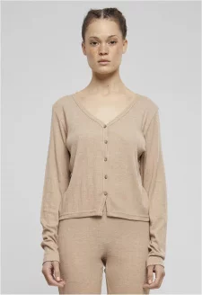 Ladies Rib Cardigan beigemelange
