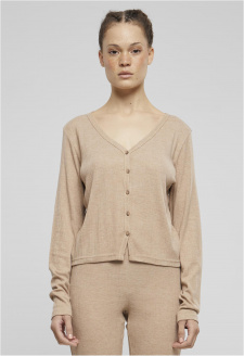 Ladies Rib Cardigan beigemelange