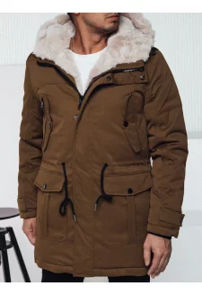 Kurtka zimowa męska parka  z kapturem beżowa Dstreet TX4965
