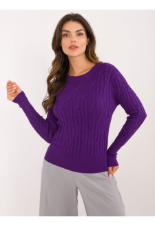 Sweter-AT-SW-2338-2.61-ciemny fioletowy