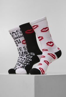 Kiss Socks 3-Pack black/white/red