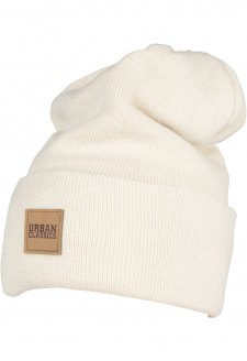 Synthetic Leatherpatch Long Beanie sand