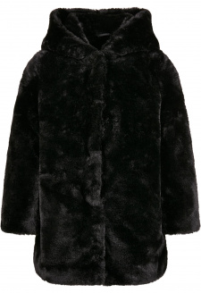 Girls Hooded Teddy Coat black
