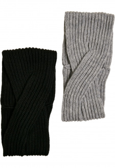 Knitted Headband 2-Pack black/grey